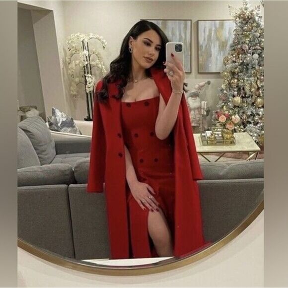 NWT Zara ZW Collection Strapless Dress With Pockets Bright Red S 8659/707 New - Picture 1 of 11